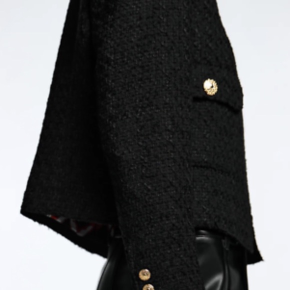 NWT Zara Cropped Textured Blazer - Picture 9 of 13